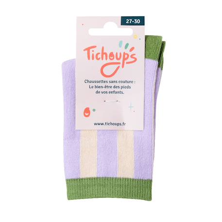 Chaussettes sans couture rayées Vert+Violet 6 - vertbaudet enfant 