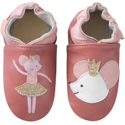 Chaussures-Chaussures bébé 17-26-Chaussons-Chaussons bébé cuir souple coralie la souris