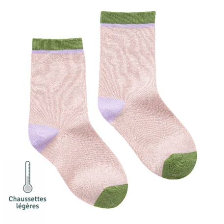 Chaussettes sans couture unies paillettes Rose 1 - vertbaudet enfant 