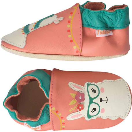 Chaussons bébé cuir souple léna le lama Rose 2 - vertbaudet enfant 