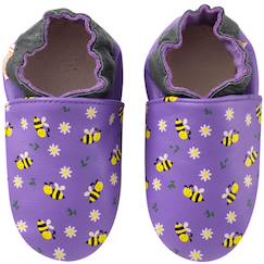 Chaussures-Chaussures fille 23-38-Chaussons-Chaussons cuir bébé mireille les abeilles