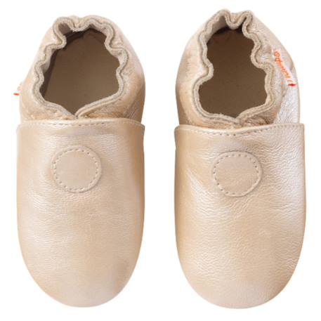 Chaussons bébé cuir souple uni Beige 1 - vertbaudet enfant 