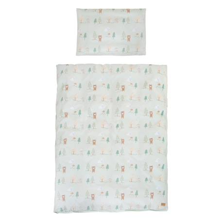 Parure housse de couette et taie d'oreiller woodland buddies Beige - savanna friends+Vert pastel - woodland buddies 6 - vertbaudet enfant 