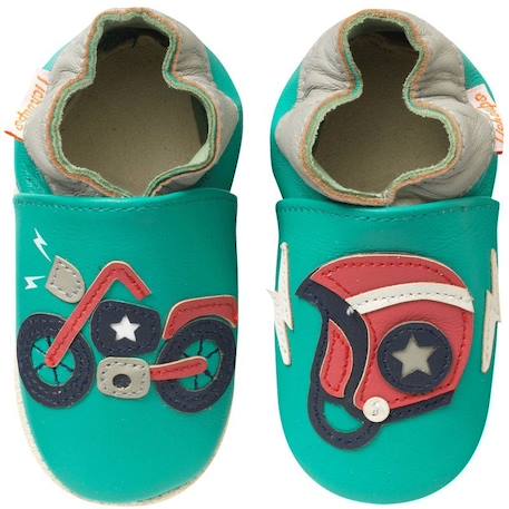 Chaussons bébé cuir souple malo la moto Vert 1 - vertbaudet enfant 