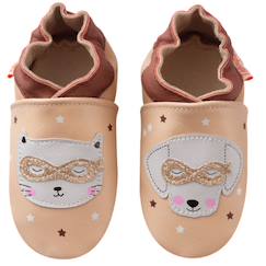 Chaussures-Chaussures fille 23-38-Chaussons-Chaussons bébé cuir souple côme et claire au bal masqué