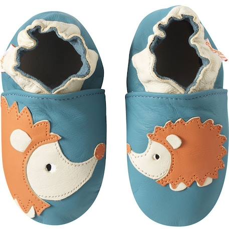 Chaussons bébé cuir souple sacha le hérisson Bleu 1 - vertbaudet enfant 