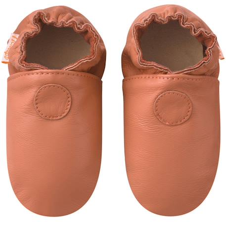 Chaussons bébé cuir souple uni Marron 1 - vertbaudet enfant 