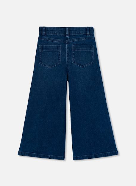 Pantalon denim fille wide leg élastique Bleu 3 - vertbaudet enfant 