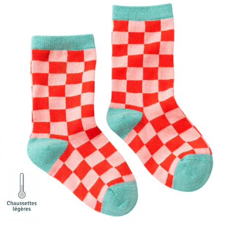 Chaussettes sans couture damier Rouge 1 - vertbaudet enfant 