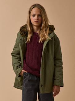 Parka courte doublée léopard - collection junior  - vertbaudet enfant