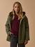 Parka courte doublée léopard - collection junior Vert olive 1 - vertbaudet enfant 