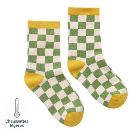 Chaussettes sans couture damier Vert 1 - vertbaudet enfant 