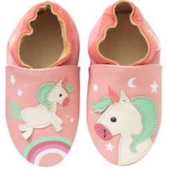 Chaussures-Chaussures fille 23-38-Chaussons-Chaussons bébé cuir souple laura la licorne