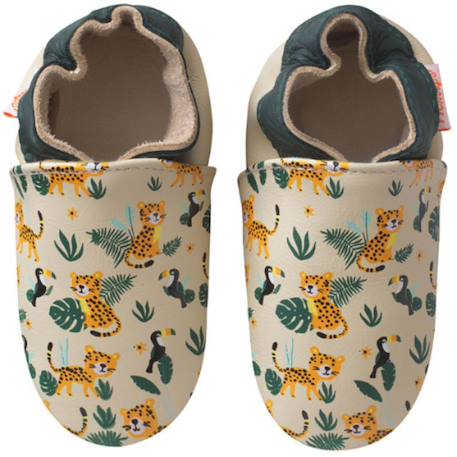 Chaussons bébé cuir souple romy et jules s'amusent Beige 1 - vertbaudet enfant 