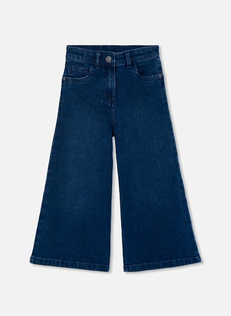 Pantalon denim fille wide leg élastique Bleu 1 - vertbaudet enfant 