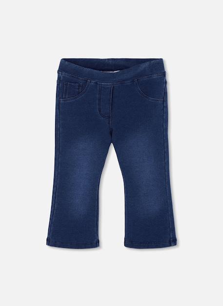 Pantalon fille molleton denim Bleu 1 - vertbaudet enfant 