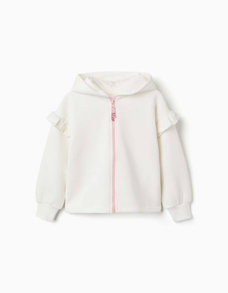 Fille-Sweat zippé en molleton avec capuche et doublure en coton peigné