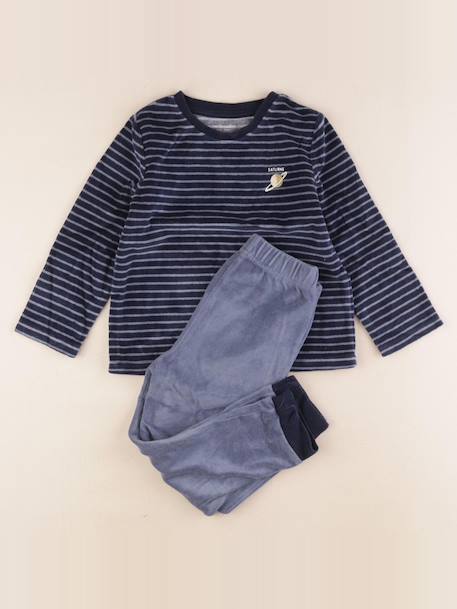 Pyjama velours - 4 ans Bleu 1 - vertbaudet enfant 