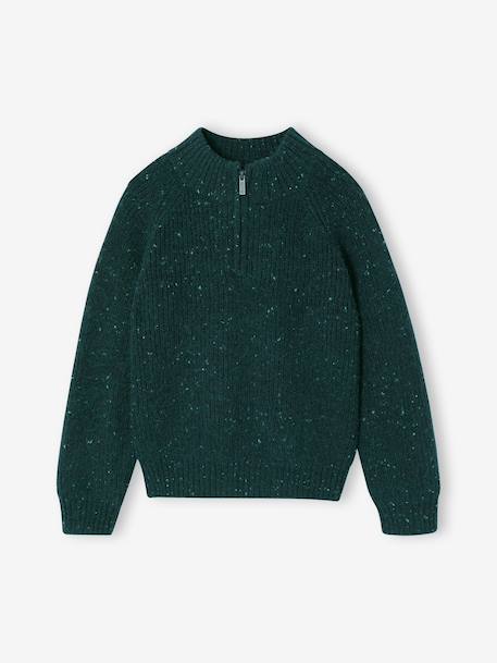 Pull col montant garçon bleu chiné 3 - vertbaudet enfant 