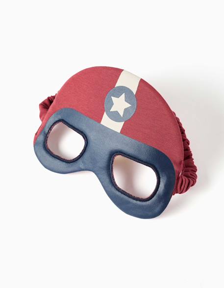 Pyjama à manches courtes en coton avec masque rembourré Rouge foncé 4 - vertbaudet enfant 