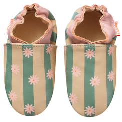 Chaussures-Chaussures fille 23-38-Chaussons-Chaussons bébé cuir souple rayures