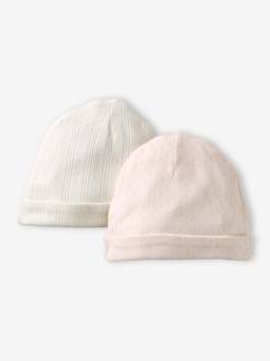-Lot de 2 bonnets bébé en coton