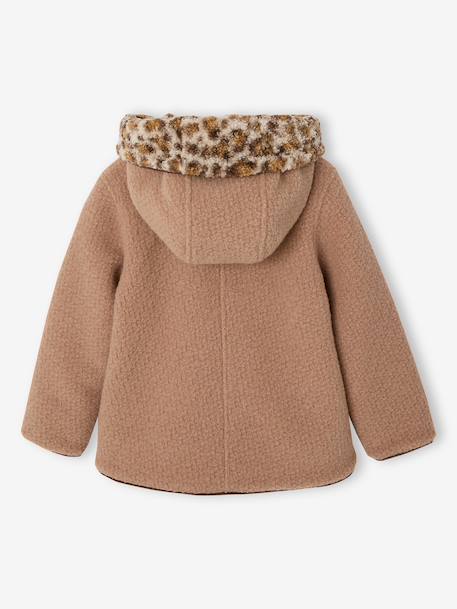 Manteau fille à capuche camel+marine 2 - vertbaudet enfant 