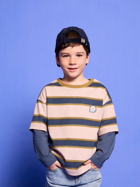 T-shirt manches longues garçon bleu moyen 1 - vertbaudet enfant 