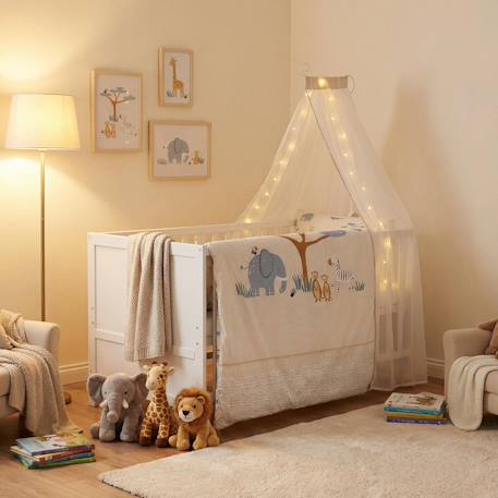 Ensemble de lit bébé 'savanna friends' avec équipement complet Blanc / beige 2 - vertbaudet enfant 