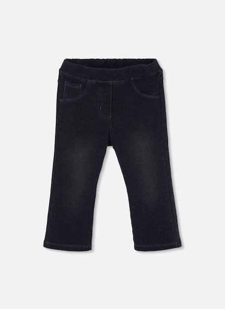 Pantalon fille molleton denim Noir 1 - vertbaudet enfant 