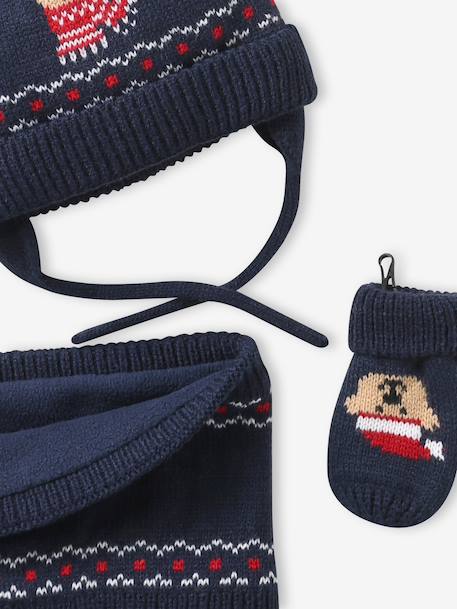 Ensemble bébé bonnet, snood et moufles marine 5 - vertbaudet enfant 