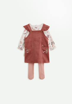 Bébé-Robe, jupe-Ensemble robe bébé en velours côtelé, t-shirt et collant evie