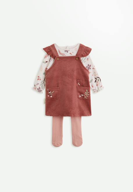 Bébé-Ensemble robe bébé en velours côtelé, t-shirt et collant evie