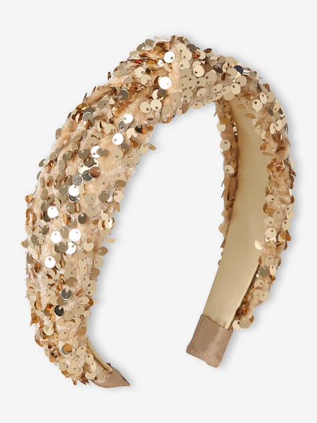 Serre-tête fille à sequins doré 1 - vertbaudet enfant 