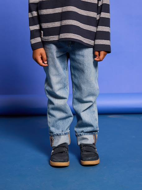Jean garçon droit à revers denim brut+stone 8 - vertbaudet enfant 