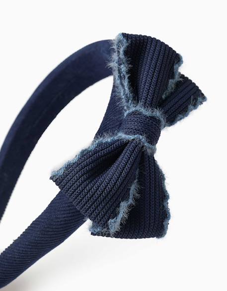 Serre-tête rembourré en velours avec nœud Bleu foncé 3 - vertbaudet enfant 