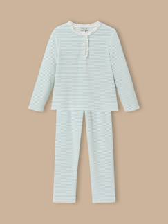 Pyjama en velours rayé fille  - vertbaudet enfant