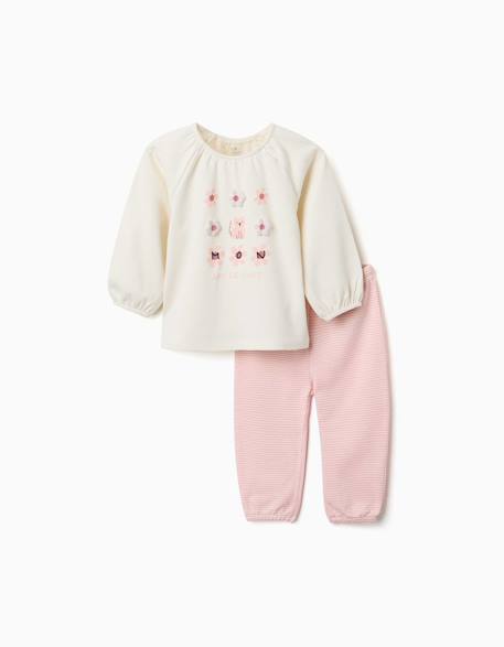 Pyjama à manches longues en coton avec fleurs imprimées Blanc 1 - vertbaudet enfant 