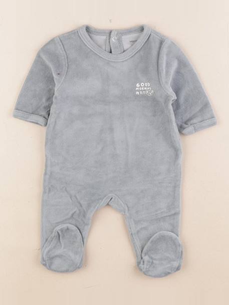 Pyjama velours - 1 mois Bleu 1 - vertbaudet enfant 