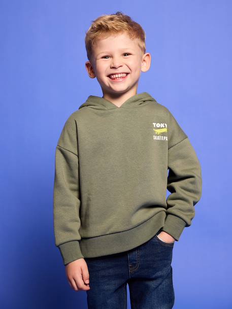 Sweat garçon à capuche motif poitrine orange+vert sauge 7 - vertbaudet enfant 