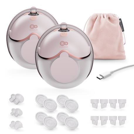 Tire-lait Kinderkraft MAMAFLOW DOUBLE électrique 4 modes mémoire 320 ml compact recharge usb-c 2 coupelles Doré+Rose 7 - vertbaudet enfant 