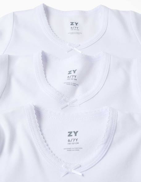 Lot de 3 t-shirts maillot de corps à manches longues en coton peigné Blanc 3 - vertbaudet enfant 