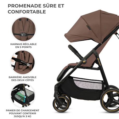 Poussette Canne TRIG 3, Légère, position allongée, pliable, harnais réglables, jusqu'à 25 kg Beige+Gris+Marron+Noir 18 - vertbaudet enfant 