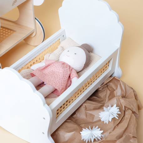 Jouet berceau en bois et rotin pour poupée Blanc 2 - vertbaudet enfant 