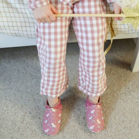 Chaussons bébé cuir souple lola les licornes Rose 3 - vertbaudet enfant 