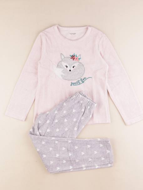 Pyjama velours - 8 ans Gris, rose 1 - vertbaudet enfant 