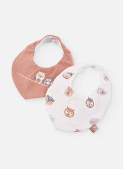 Puériculture-Repas-Lot 2 bavoirs bébé imprimé hiboux tostado