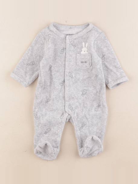 Pyjama velours - 1 mois Gris 1 - vertbaudet enfant 