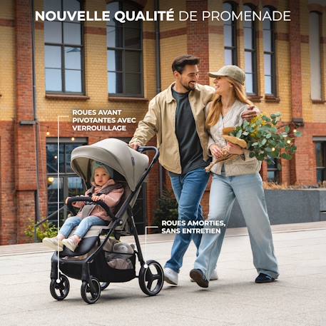 Poussette Canne TRIG 3, Légère, position allongée, pliable, harnais réglables, jusqu'à 25 kg Beige+Gris+Marron+Noir 17 - vertbaudet enfant 