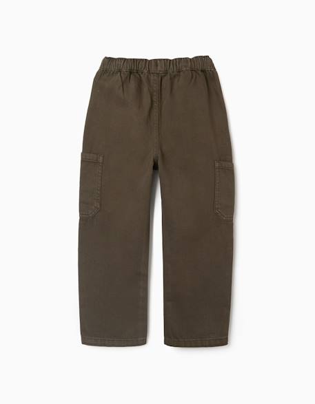 Pantalon baggy en sergé avec poches cargo Vert foncé 2 - vertbaudet enfant 